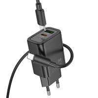 Hoco N61 Charging Adapter With (TC to TC) Cable Black (20W)